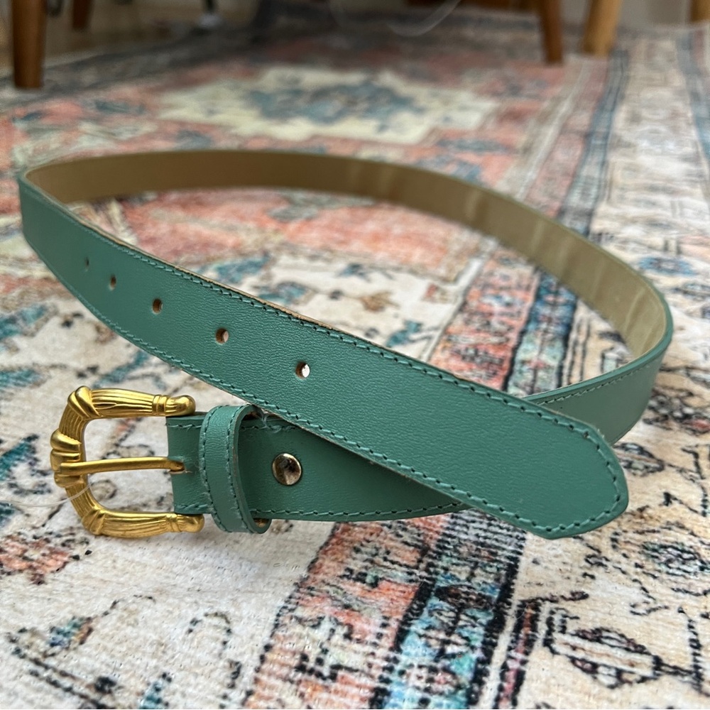 Vintage Green Belt with Gold Buckle - Small